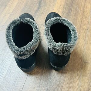 Black Boots with Faux Fur Trim
